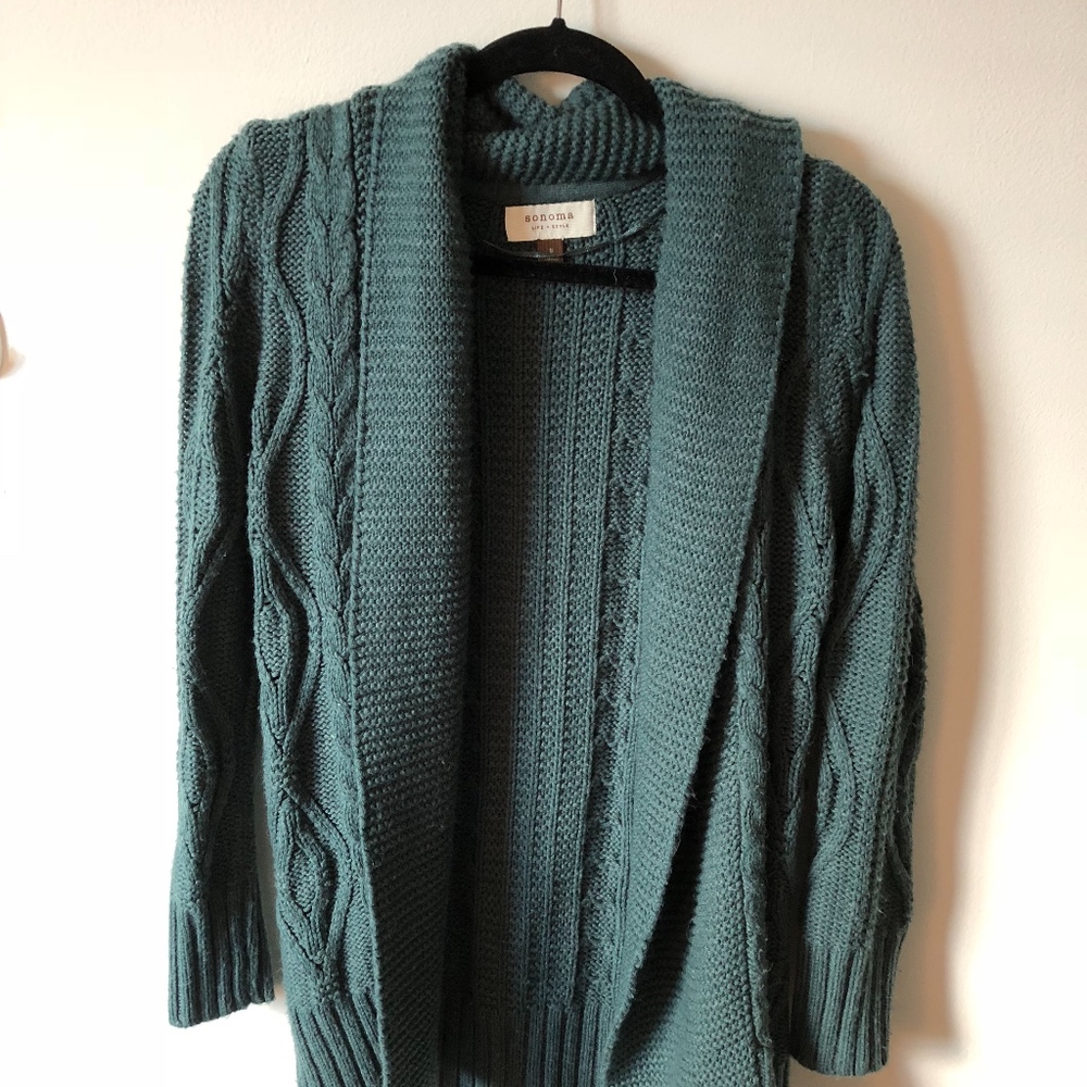 Teal Sonoma Cable Knit Cardigan